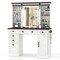 White Vanity Table with Barn Sliding Mirror, Adjustable LED Lights and Storage Shelves, USB Charger